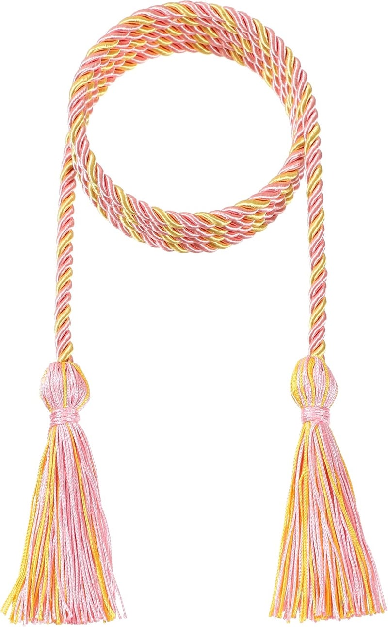 D DODOU 10 Pieces Graduation Cords Polyester Graduation Honor Braided Cords with Sewing Tassels for Bachelor, Master, Doctor 68" Long (Pink Gold) - Image 2